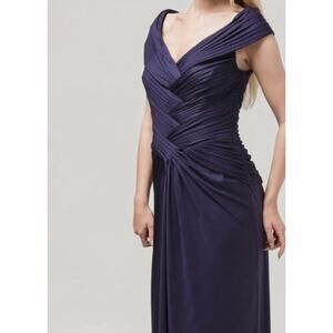Tadashi Collection Formal Maxi Dress Gown Full Length Navy Blue Size Medium